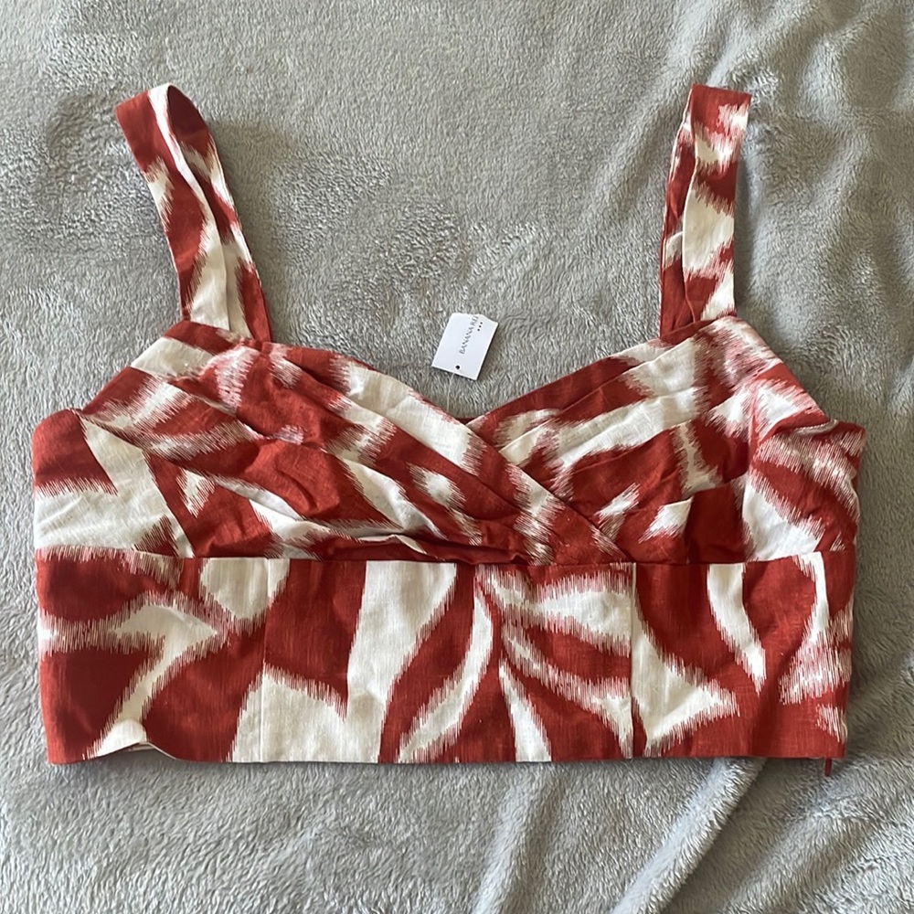 NWT Banana Republic CROPPED LINEN-BLEND CROSSOVER TANK